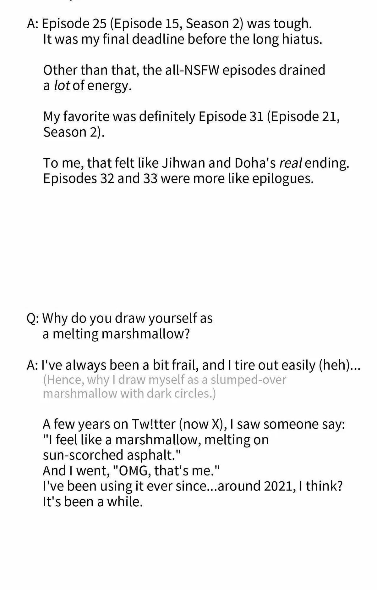 Extra. : Creator's Note 1, page 40